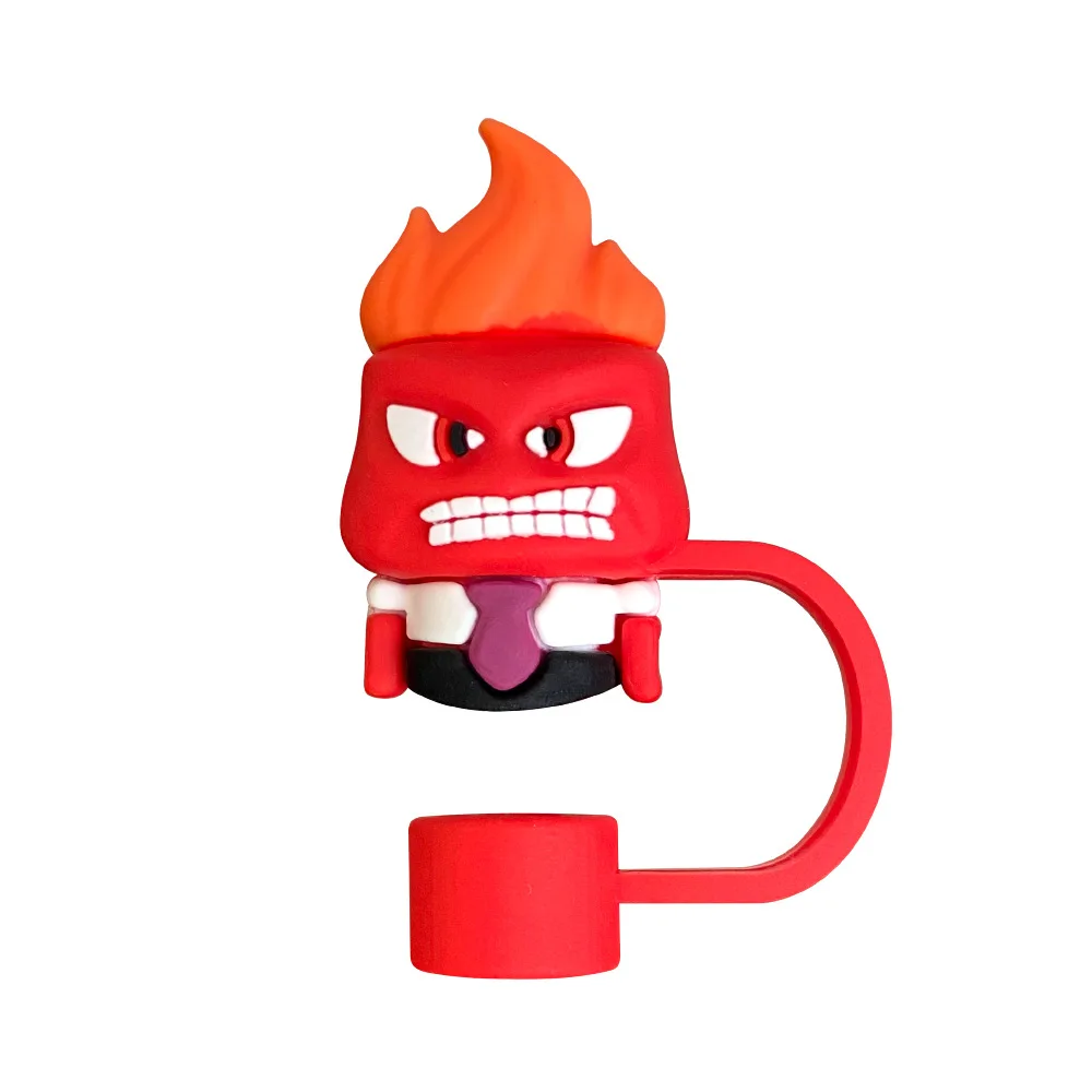 Disney Inside Out Anime Cartoon Angery thossy Straw Cover per Stanley Cups Cute 3D Straw Protector Cover Straw Topper Caps