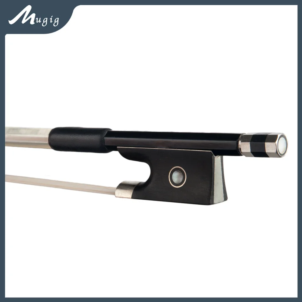 Mugig Professional Carbon Fiber Violin Bow 4/4 3/4 1/2 1/4 1/8 Ebony Wood Natural Bow Hair Black Carbon Bow