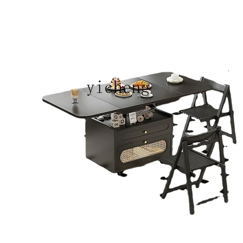 

a Table with Two Chairs Small Apartment French Outdoor Leisure Table-Chair Set Folding Mobile