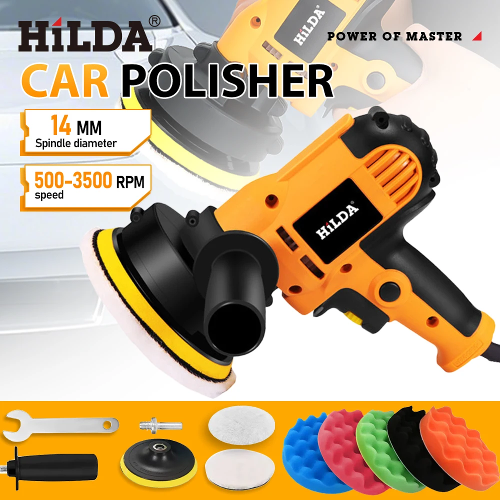 HILDA Car Polisher Machine Auto Polishing Machine Adjustable Speed Sanding Waxing Tools Car Accessories Power Tools