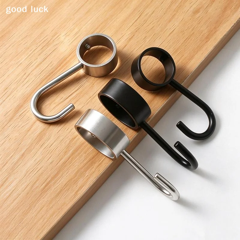 Answer16mm/19mm/22mm/25mm/32mm Wardrobe Bathroom Hanging Tube Pipe Rod Hooks Stainless Kitchen Pan Hook Hanger for Towel Clothe