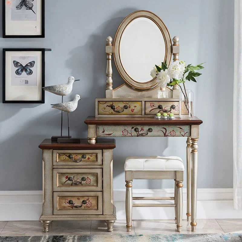 European Sturdy Vanity Desk Mirror Organizers Large Beauty Salon Dressing Table Compact Luxury Penteadeira Quarto Home Furniture