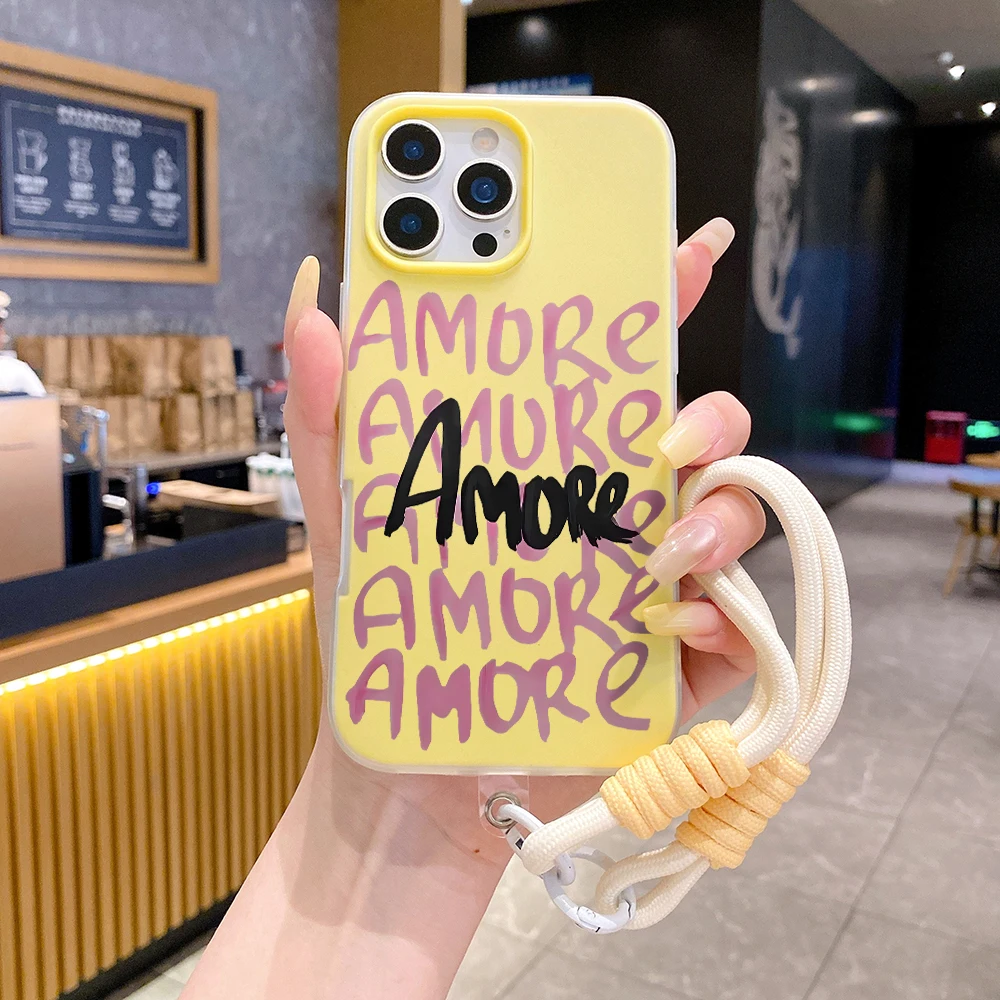 Handschlaufe Niedliche Handyhülle für Redmi Note 14 Pro Plus 5G 14 13 Pro 12 11 10 14C 13C 15C 4G 5G Coquette Amore mit Lanyard-Hülle – Detail 5