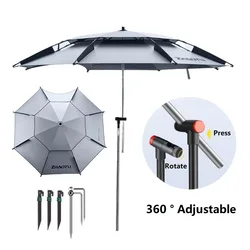 Parapluie de Pêche Amélioré, Réglable à 2.0 °, Parasol Épais et Imperméable, Anti-UV, pour l'Extérieur, 2.6-360 m