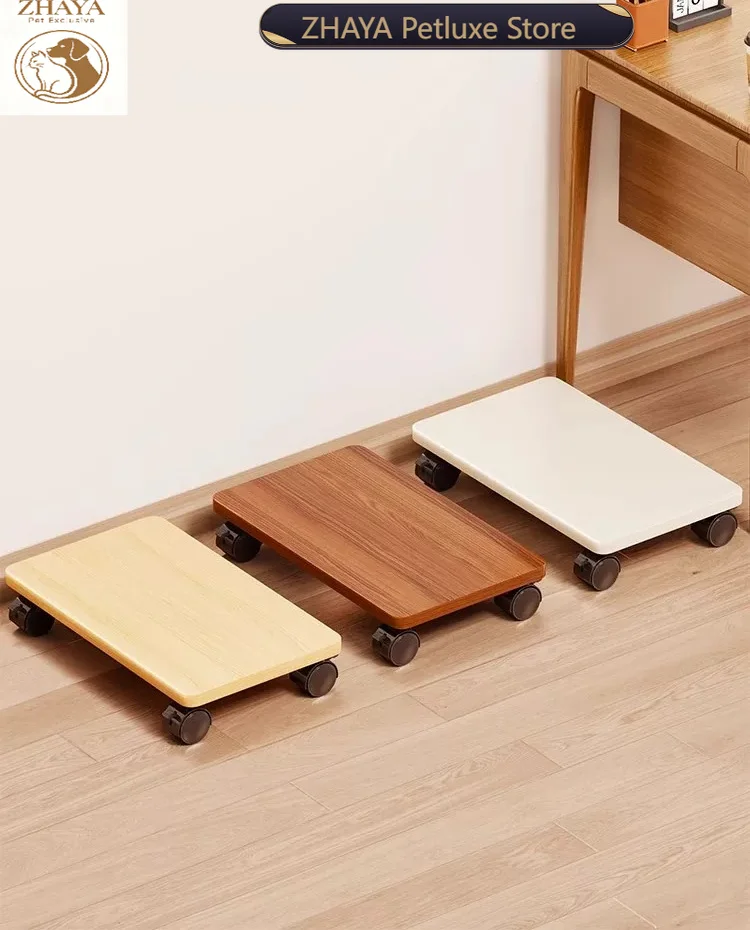 ZHAYA Mobile Cat Litter Box Stand Riser with Wheels Rolling Trolley Base Bracket for Kitty Toilet Elevated Storage Rack