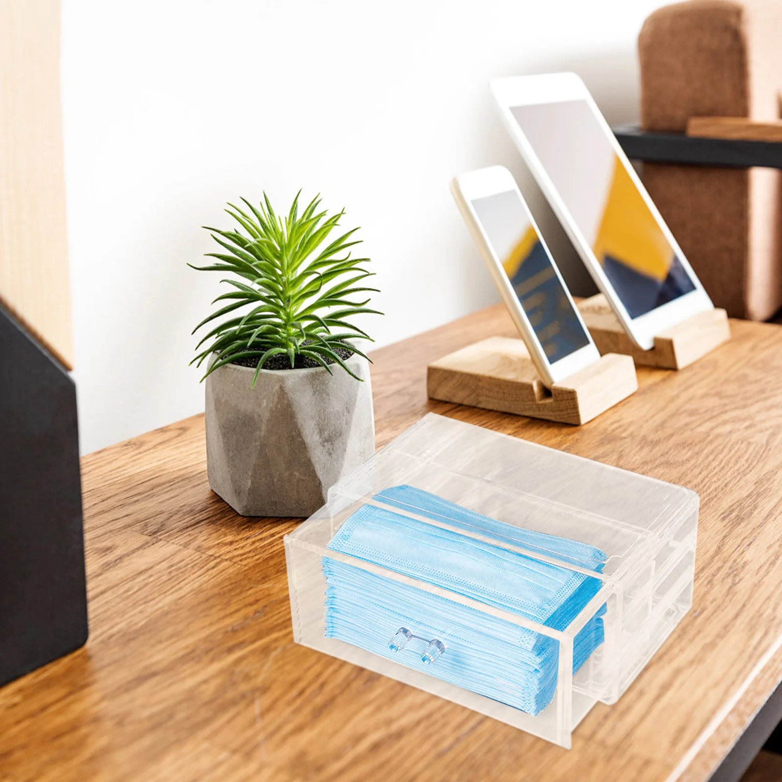 

Transparent Desktop Drawer Organizer For Craft Stationery Makeup Storage Compact Clear Desk Container Box, Office Supply