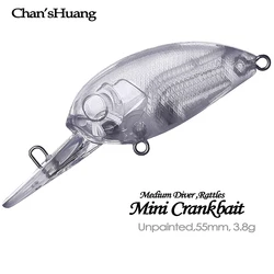 Chan’sHuang 20PCS Unpainted Blanks Bait 55mm 3.9g Medium Diver Floating Mini Crankbait DIY Handmade Artificial Fishing Lure