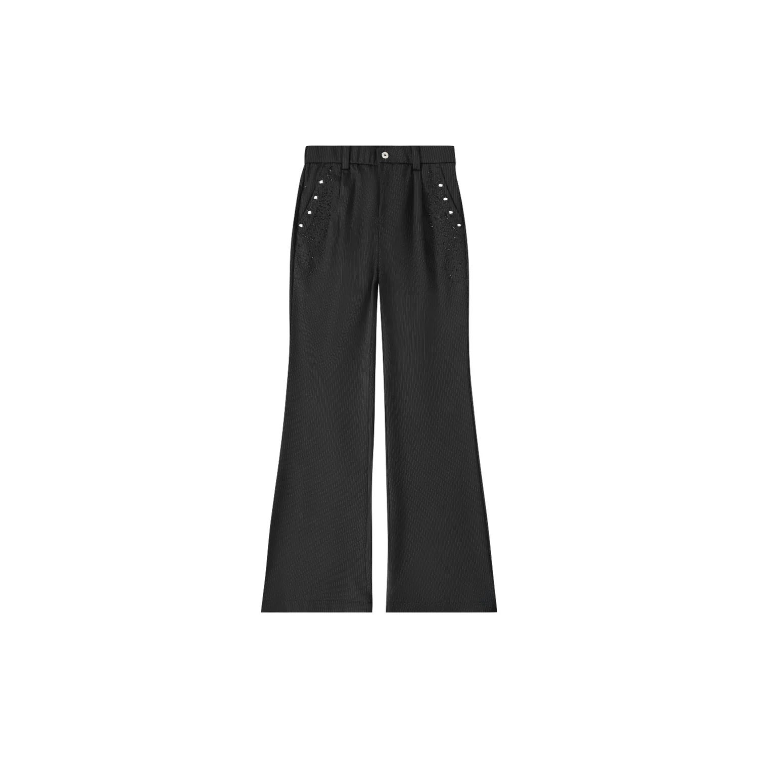 Mr. WH Commuting TR Mixed Fiber 3D Tailoring Elegant Carving Embroidery Rhinestone Stripe Micro Flared West Pants Casual Stra...