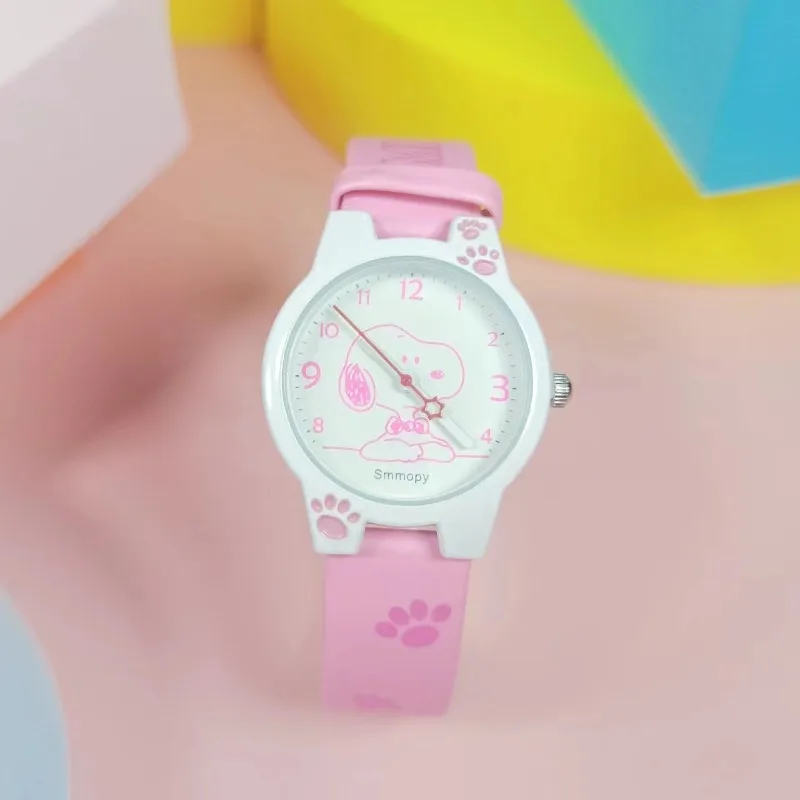 Snoopy animation peripheral cartoon cute shape belt electronic quartz pointer watch boys and girls high-looking fashion gifts