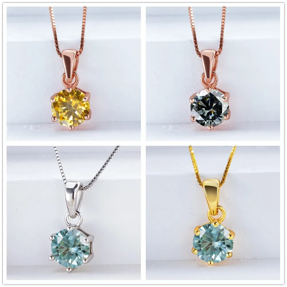 

1ct women moissanite pendant necklace 925 Sterling Silver Luxury Chain Trending Iced Bling Wedding fine Jewelry dating gift