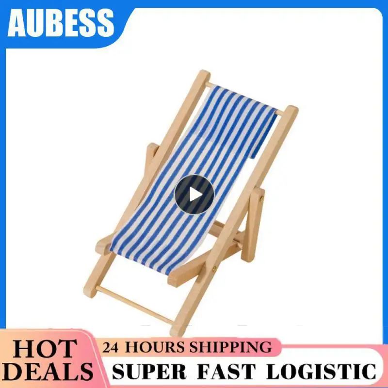 Dollhouse Mini Foldable Beach Chair Model Dollhouse Outdoor Casual Reclining Chair Dolls House Furniture Decoration