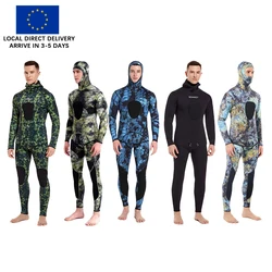 HOT 3mm Muta mimetica Manica lunga Fissione Neoprene Subacquea sommergibile per uomo Tenere al caldo Top e pantaloni 2 pezzi Protezione solare