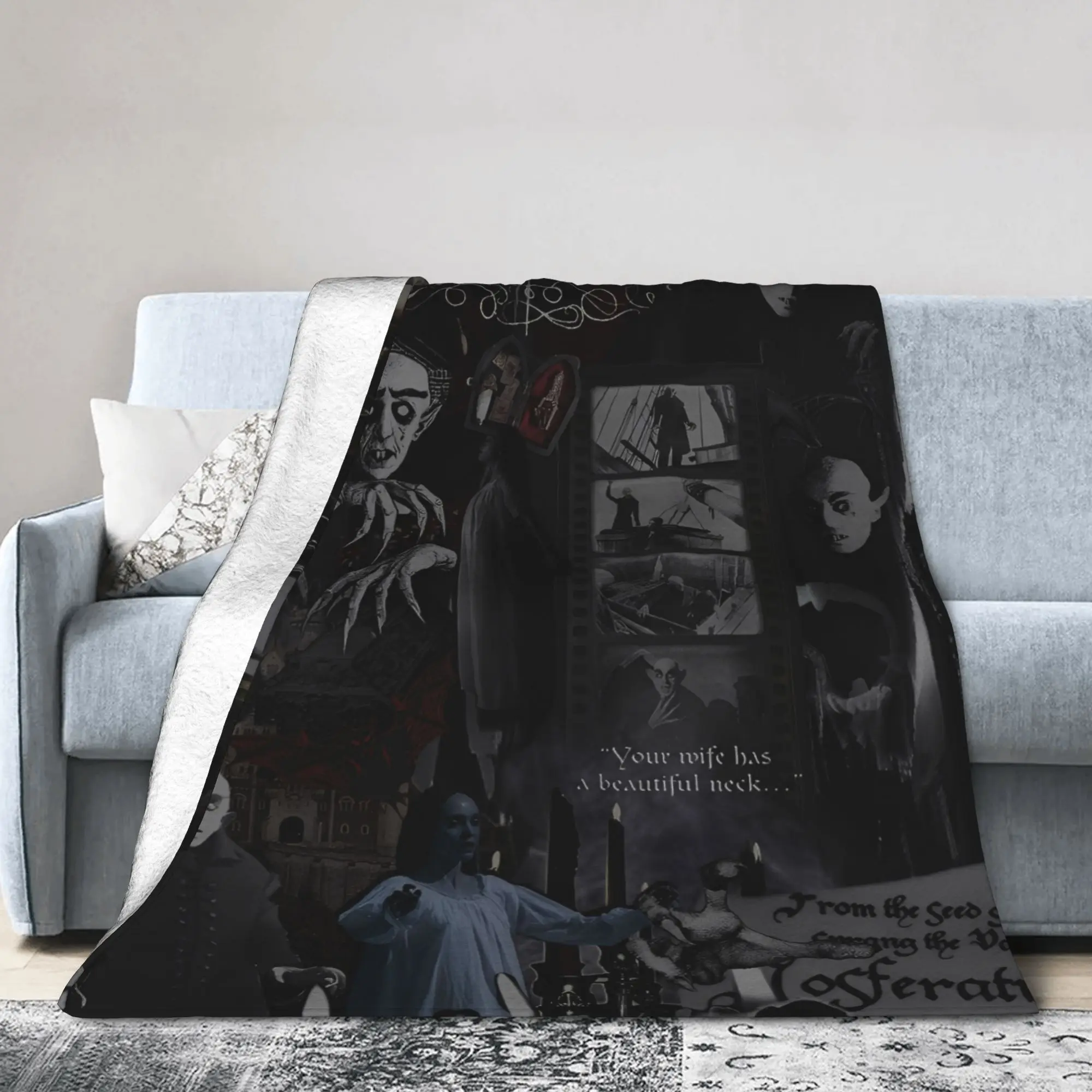 Nosferatu Vampire Dracula Flannel Throw Blanket Horror Movie Halloween Bedding Throws Knitted Blanket Office Thin Multifunction
