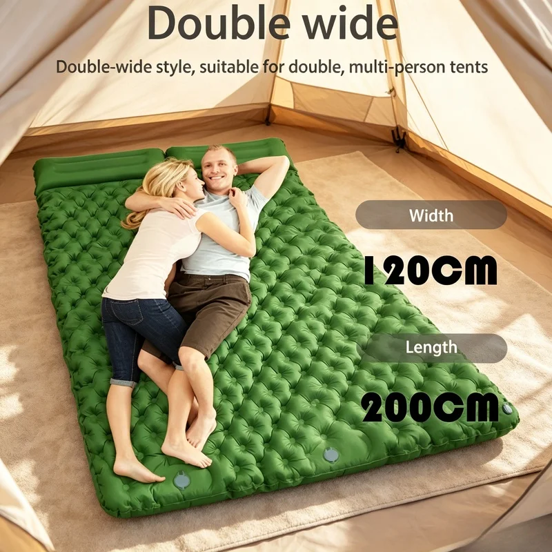 Double Extra‑Wide Inflatable Air Mattress, Ultralight Foldable Waterproof Sleeping Pad for Outdoor Camping, Road Trips and Home