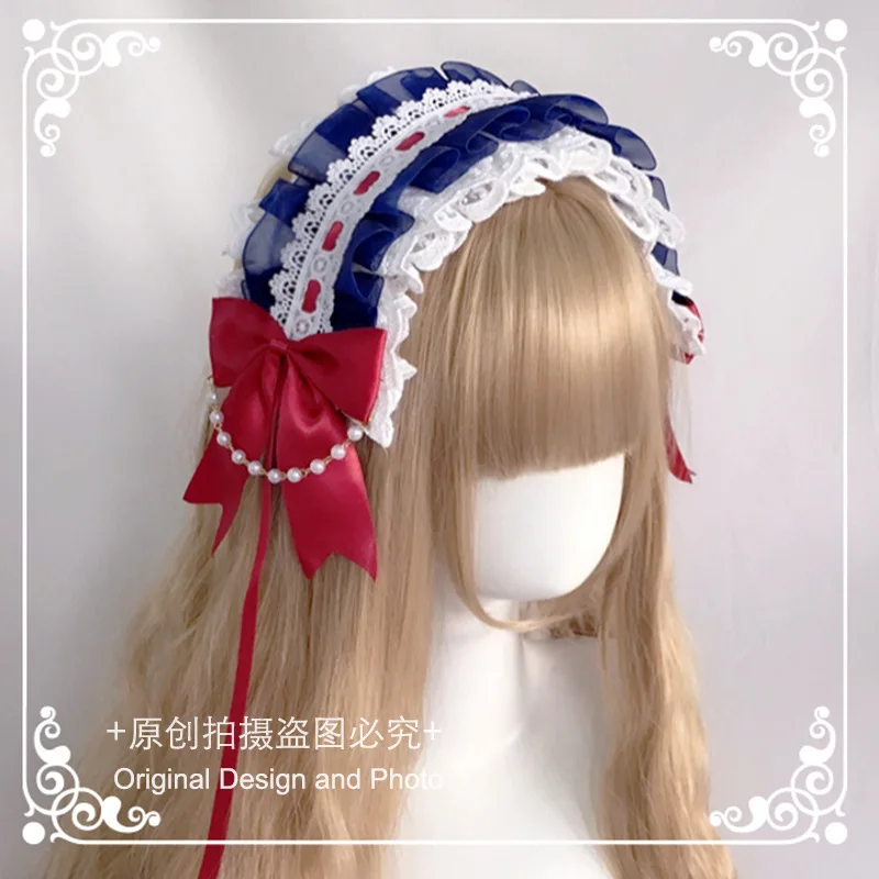 Japanese lolita headband sweet lace kc bow headdress lolita headband lolita headpiece