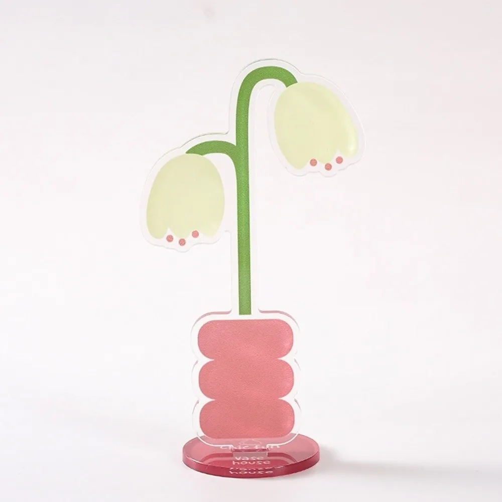Kawaii Acrylic Vertical Photo Stand Flower Shape Decorative Desk Note Clip Floral Memo Holder Table Decor