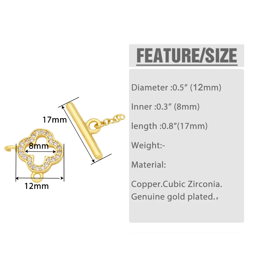 OCESRIO Small Clove Clasp Jewelry Connector Genuine Gold Plated Brass Components for Jewelry Making cnta068