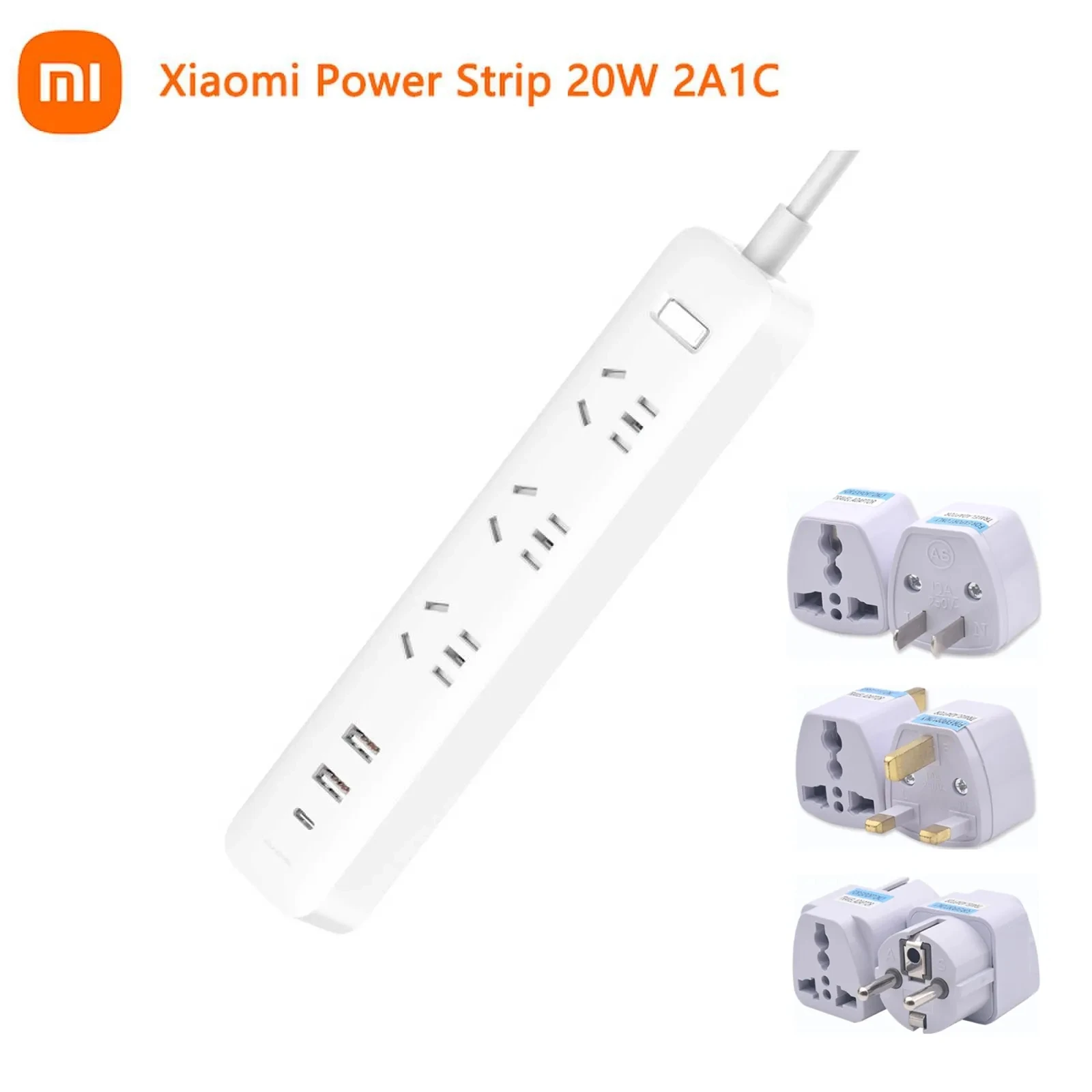 New Xiaomi Socket Mi Mijia QC3.0 20W Fast Charging Power Strip 2A1C 3 Sockets Standard Plug Interface Extension Lead 1.8m