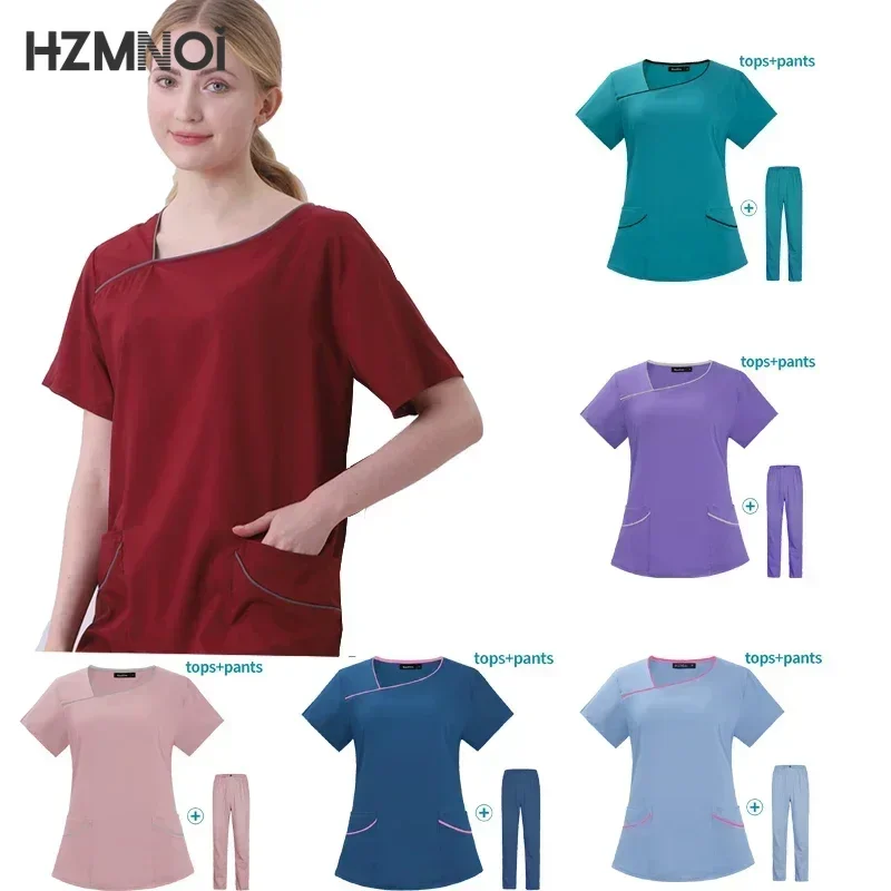 Hospital Working Scrubs Set Operating Room Medical Uniform Scrubs Short-sleeved Hand Washing Clothes Grooming Nurse Workwear