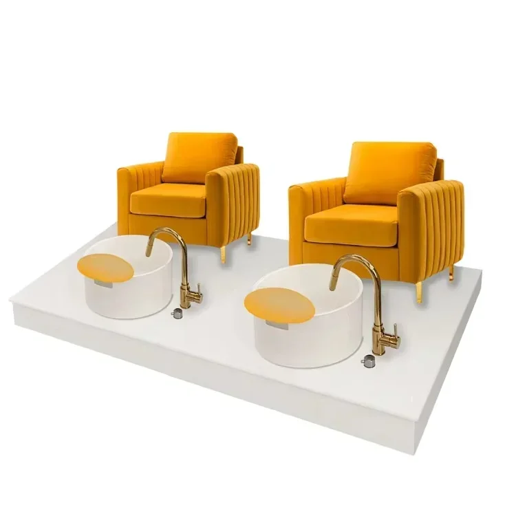 light luxury Orange velvet short back salon foot spa manicure pedicure chairs with whirlpool jet