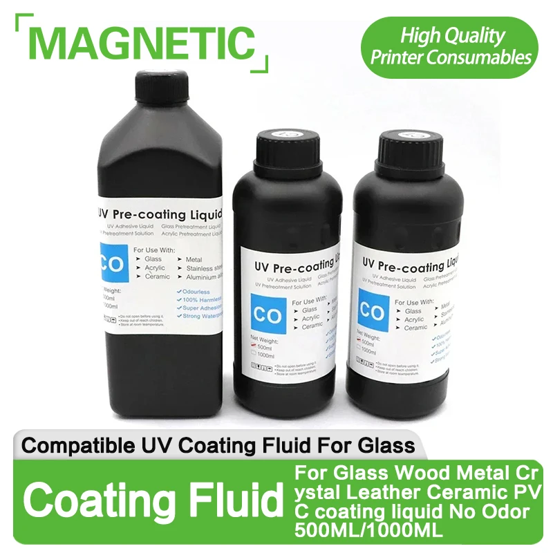 UV Coating Fluid For UV Flatbed Printer For Glass Wood Metal Crystal Leather Ceramic PVC coating liquid No Odor 500ML/1000ML