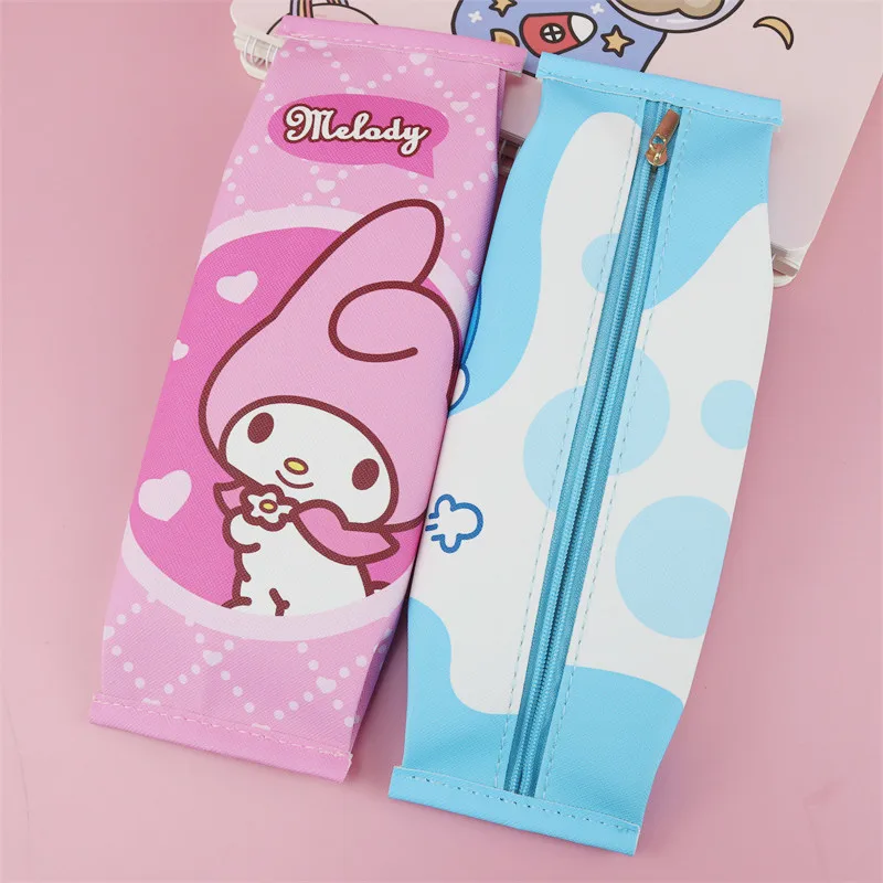 Sanrio Kawaii Kuromi Pencil Cases Hello Kitty Cinnamoroll Pu Leather Pen Bag School Office Supplies Stationery Pouch Gifts