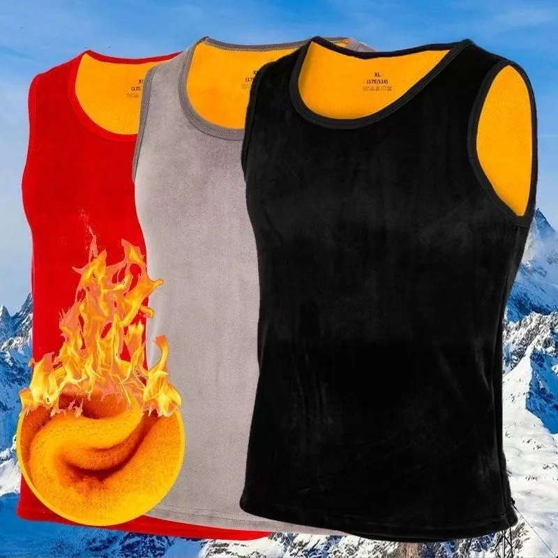 Men's Thermal Double-sided Fleece Thickened Vest Autumn Winter Warm Elasticity Base Layer Shirt Close-fitting Inner Wear Big 6XL 3