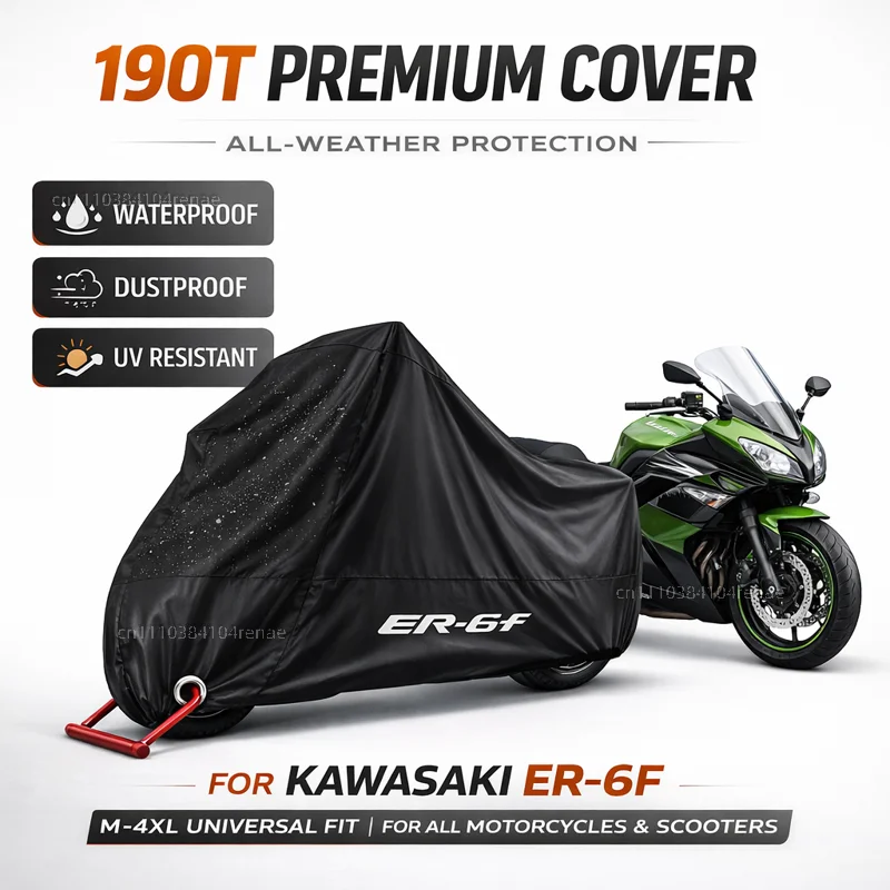 

Чехол для мотоцикла Kawasaki ER-6F ER6F 2009-2016 ER6 F 2015 2014 2013 190T, водонепроницаемый, пылезащитный, с защитой от ультрафиолета, всесезонный