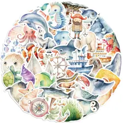 10/50PCS Cute Marine Sea Animal Cartoon Aesthetic Stickers Ocean Life Decals DIY Fridge Laptop Phone Diary Decoration Sticker