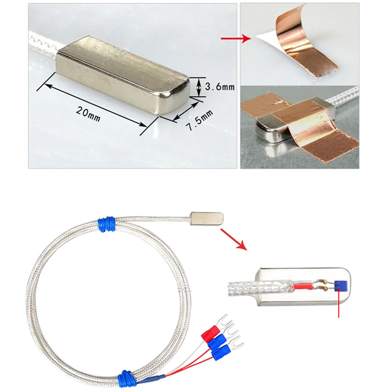 Imagem -02 - Sensor de Temperatura do Rtd tipo Colado Impermeável Alta Precisão Cabo de Fios Pt100 m m m 5m Aço Inoxidável