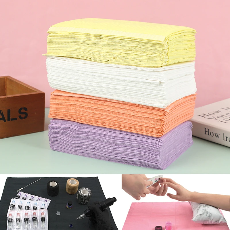 25 Pcs Disposable Foldable Clean Pad Nail Art Table Mat Beauty Tattoo Dental Drapes Waterproof Tablecloth Manicure Tool