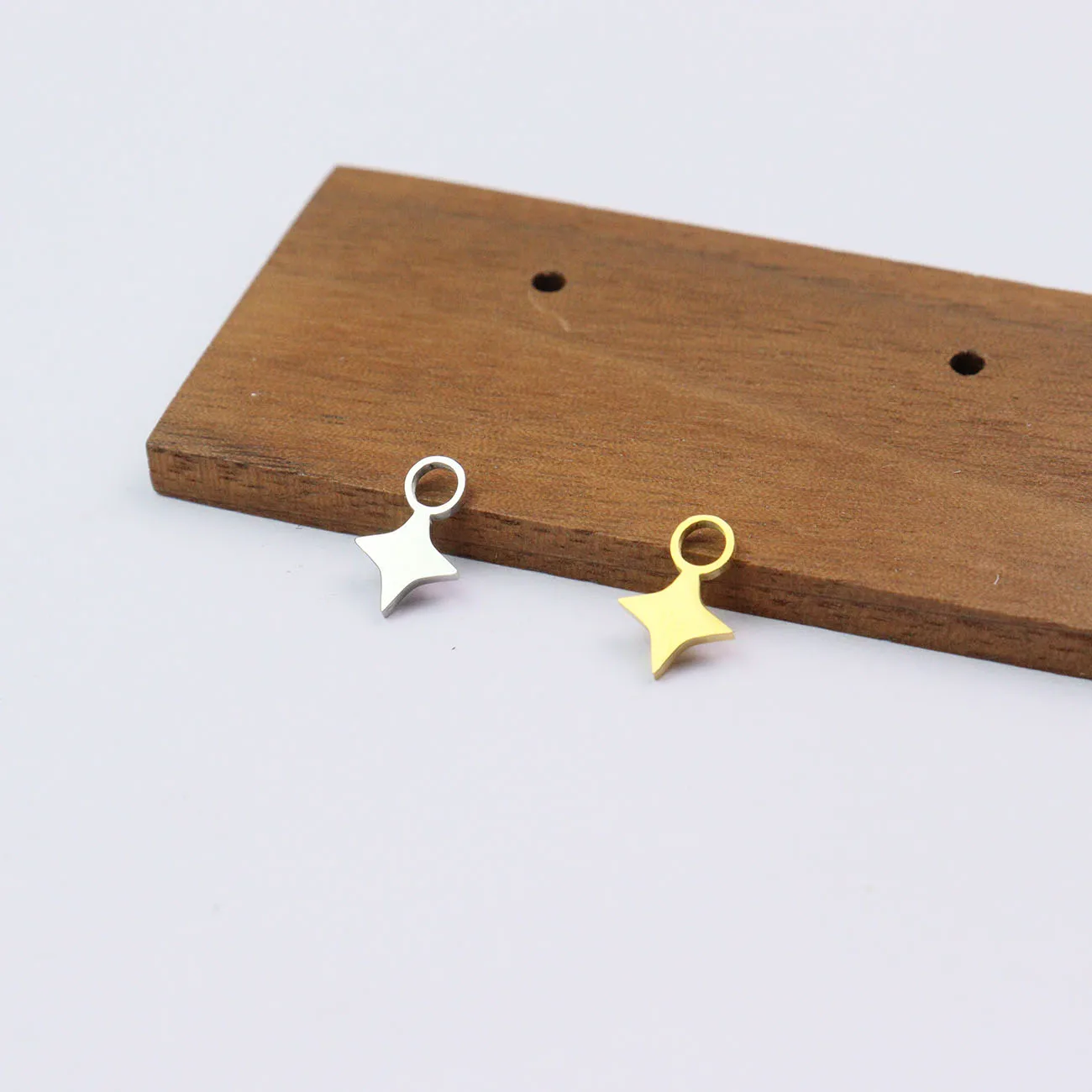 10pcs Stainless Steel Mirror Polish Jewelry Big Hole Mini Star Charms Pendant DIY Handcraft PVD Plated Waterproof Antiallergic