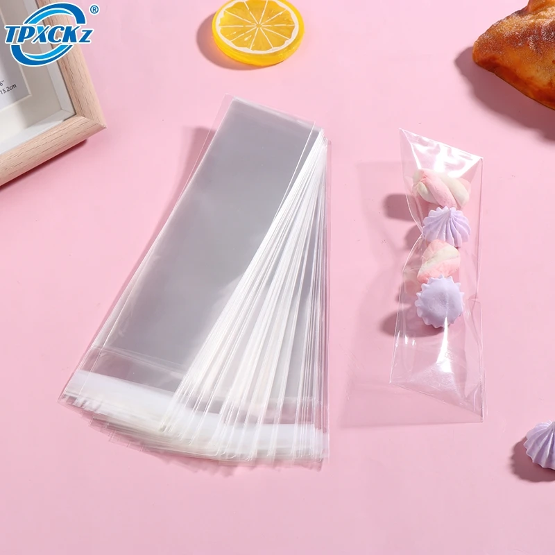 100Pcs Clear Self Sealing Long Candy Treat Bags 5x20CM Pretzel Rod Bags Resealable Bag For Packaging Candy Gifts Favors