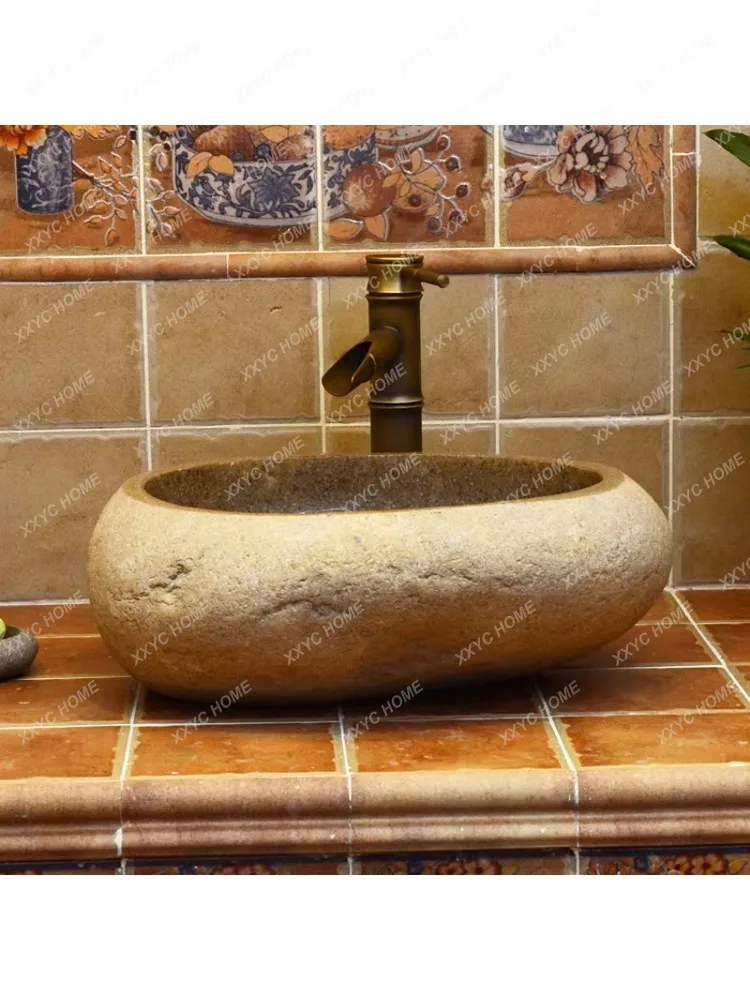 Pebble Wash Basin Household Bathroom Stone Washbasin Room Outdoor Balcony Pool