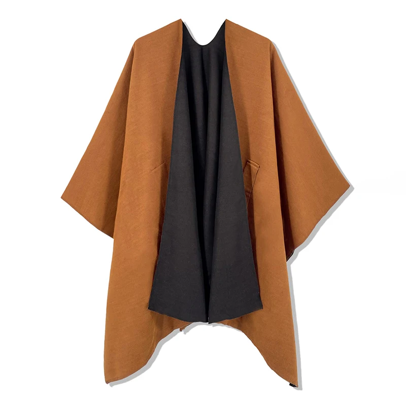 Vrouwen Poncho Winter Warme Sjaal Dubbelzijdig Designer Verdikking Deken Luxe Sjaal Vrouwelijke Mantel Kasjmier Pashmina Cape Stola