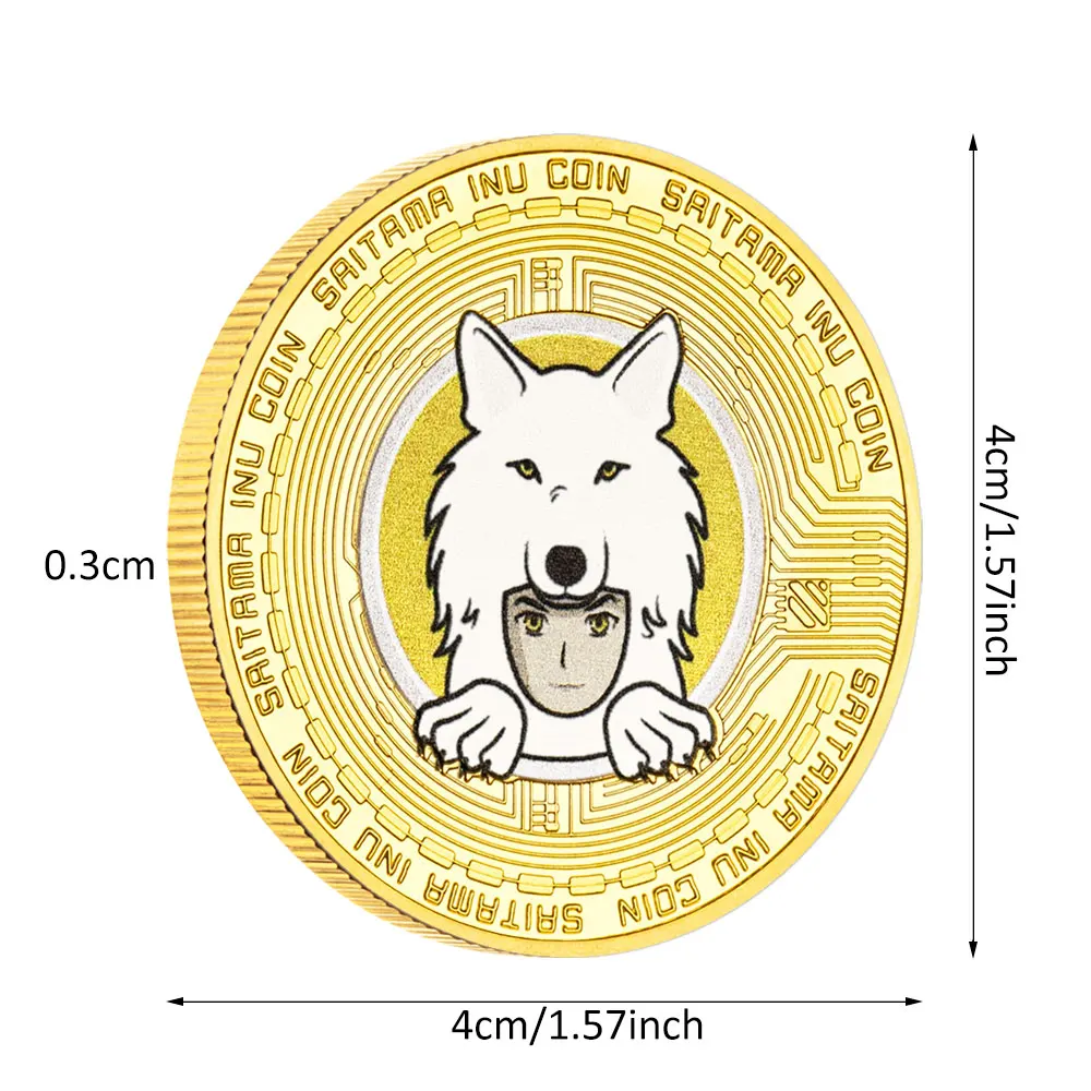 Saitama INU Crypto Souvenir Coins Digital Money Golden Plated Cryptocurrency Gifts for Collection Coin