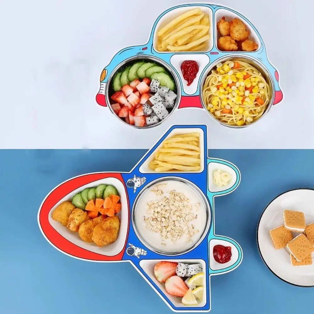 

Обеденная тарелка в форме самолета, съемная креативная детская обеденная тарелка, отсек, устойчивый к падению поднос для еды, подарок