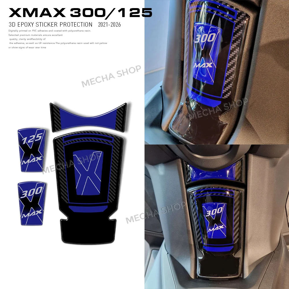 For XMax 300/125 2023-2026 3D Resin Sticker Protection Kit XMAX300 Accessories Tank Pad Sticker