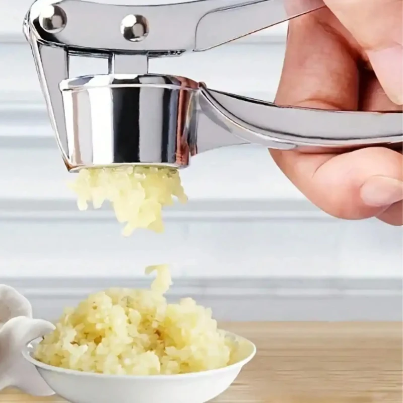 1pc, Garlic Press, Garlic Masher, Garlic Clamper, Multi-functional Zinc Alloy Stainless Steel Manual Pull-type Garlic Grater