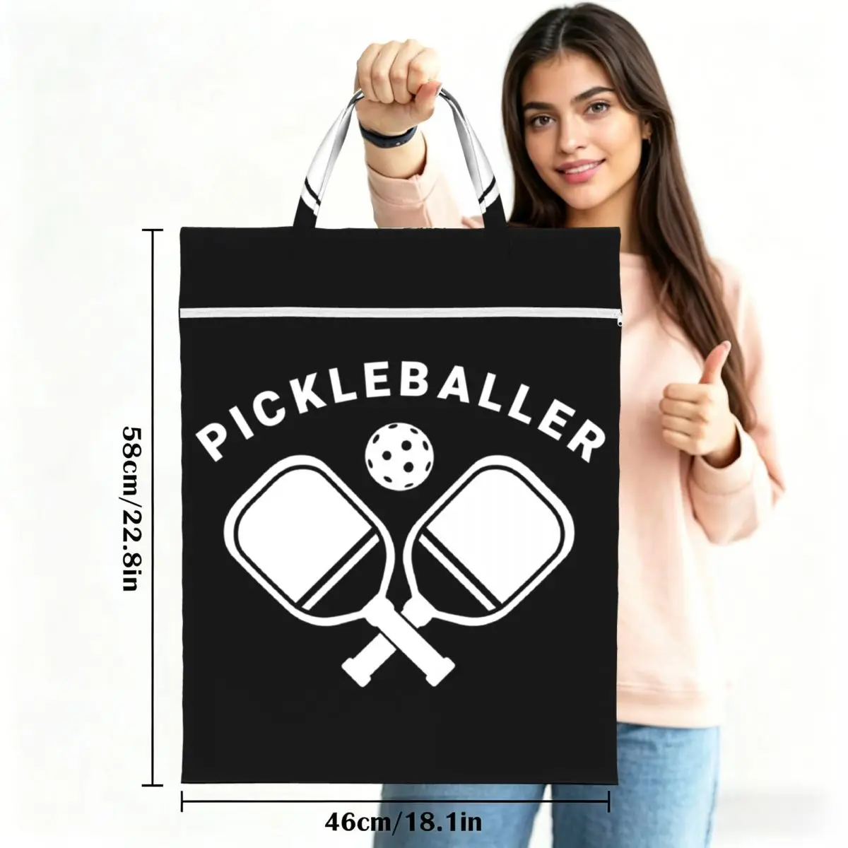 Fun Pickleball Apparel Pickleballer Travel Laundry Bag Waterproof Reusable Dirty Clothes Pouch Gym Yoga Vacation Washing Basket