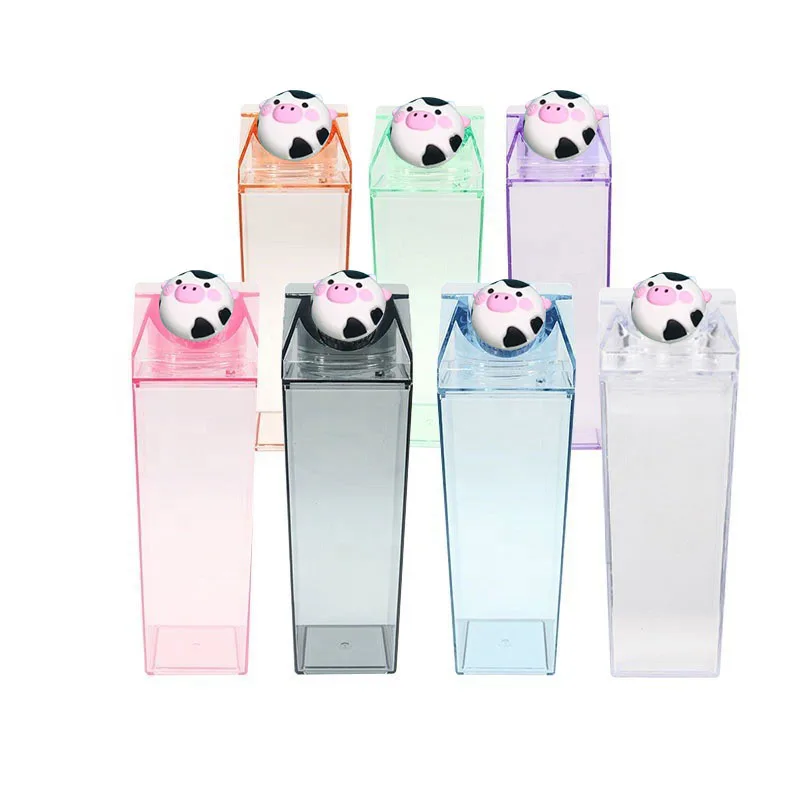 man woman 2024 new water bottles Square milk cup internet famous hot selling 500ML1000ML plastic milk cup water bottle kettles