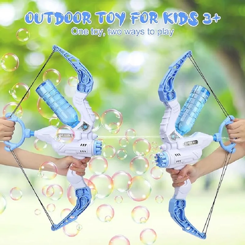 Bubble Machine Gun Upgraded Bow and Arrow 2 in 1 Bubble Water Blaster Light Up Bubble Machine Outdoor Toys Wedding