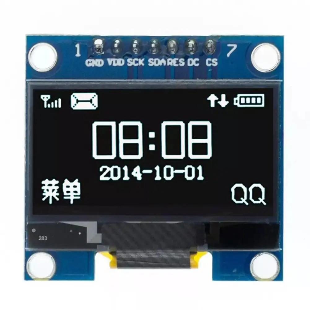 โมดูลแสดงผลหน้าจออิเล็กทรอนิกส์ OLED 1.3 "สีขาว/น้ำเงิน128x6 4spi/iic I2c สื่อสาร4/S1p4 7pin