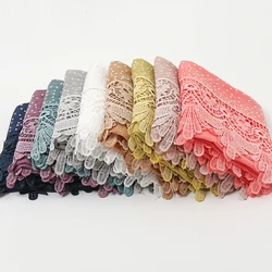 Hijab di cotone nappa floreale moda musulmana per le donne scialle lucido sciarpa ricamata Pashmina stola Bufandas donne musulmane Hijab