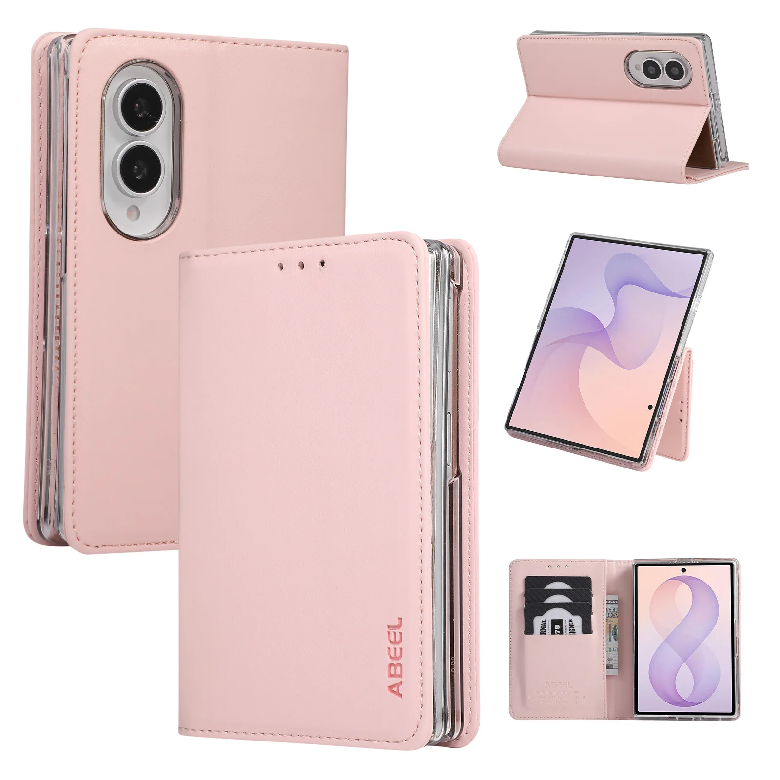 Flip Cards Solt Wallet Skin Feel Leather Case for Samsung Galaxy Z Fold8 Fold 8 Wide Shockproof  Book Stand RFID Slim Fit Cover