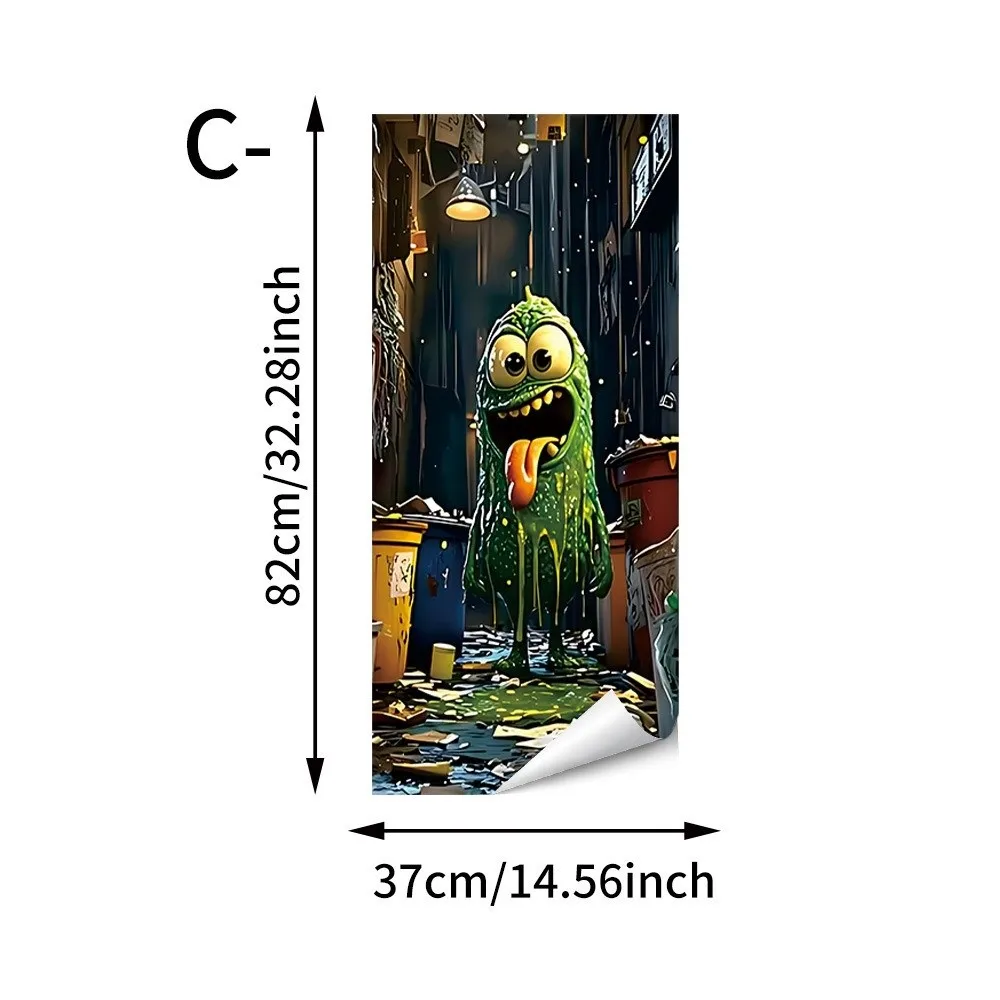 Self Adhesive Halloween Trash Can Decal Sticker Sun Resistant Waterproof Bin Decor Sticker Vivid Print Decorative Graphic