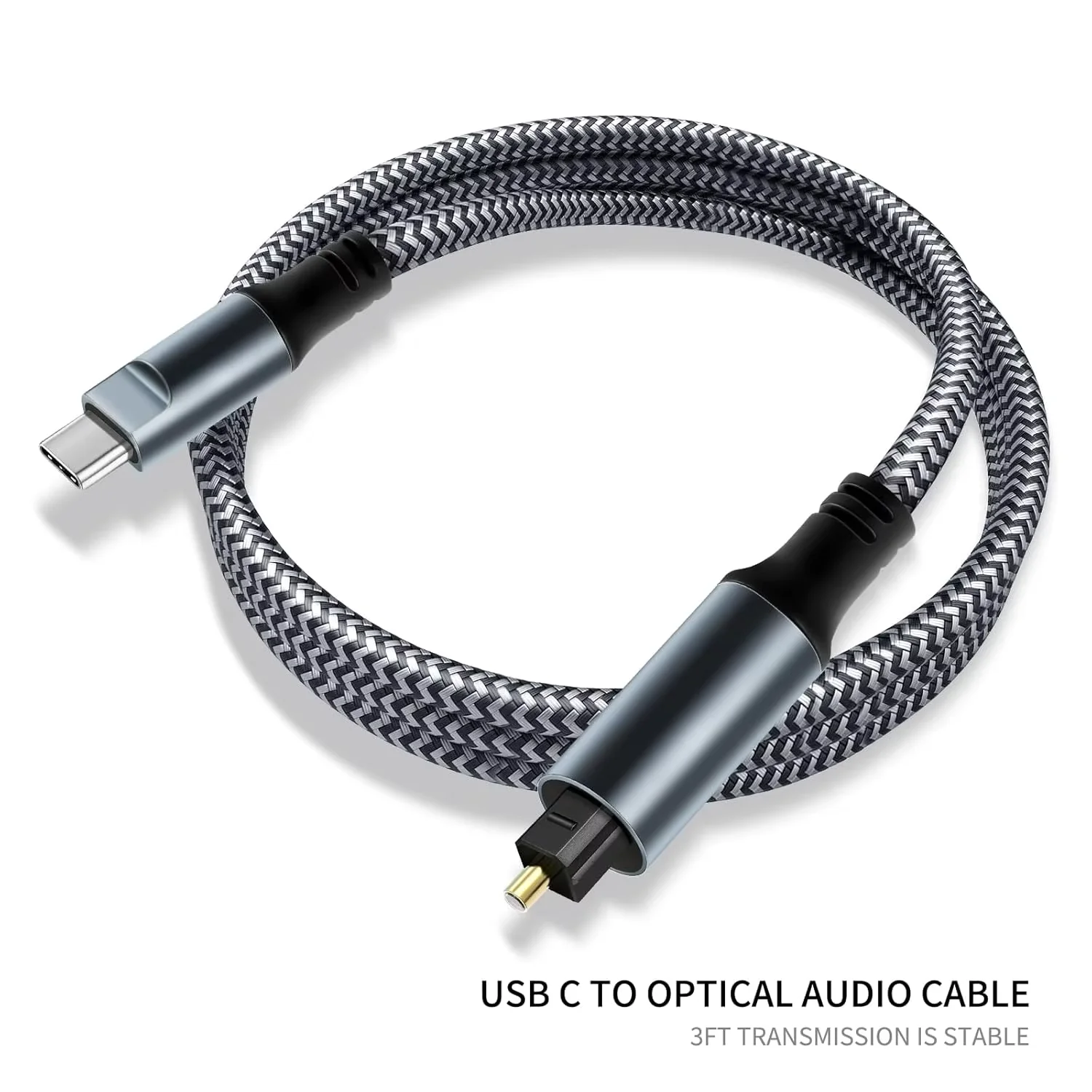 Braided USB-C to Optical Audio Cable USB C Optical Cable with Plated Connector for /Soundbar,Speakers & Home Theater Systems