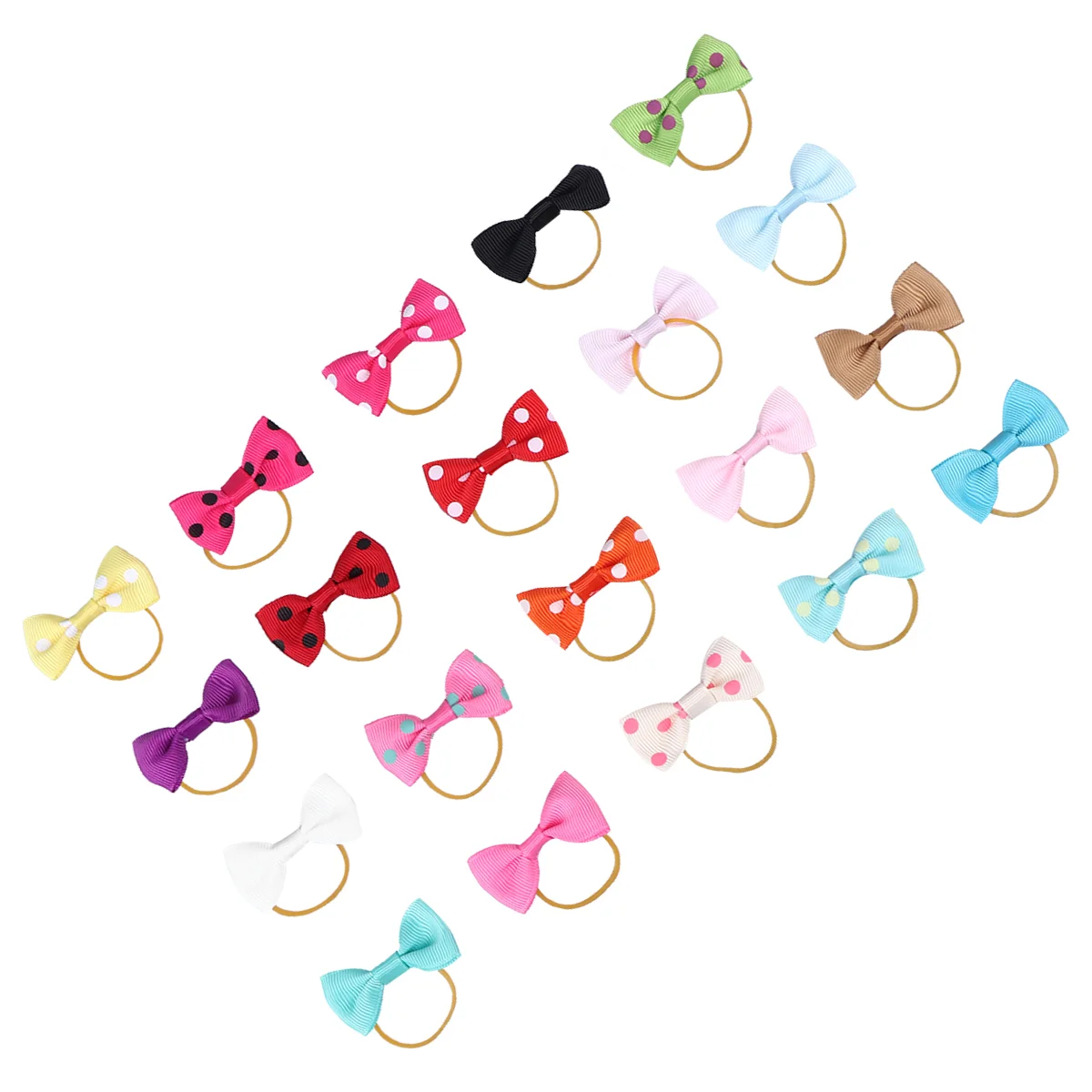 

20 PCS Dog Hair Rope Pet Ring Rubber Band Bowknot Tie Clip on Bows for Dogs Ribbons