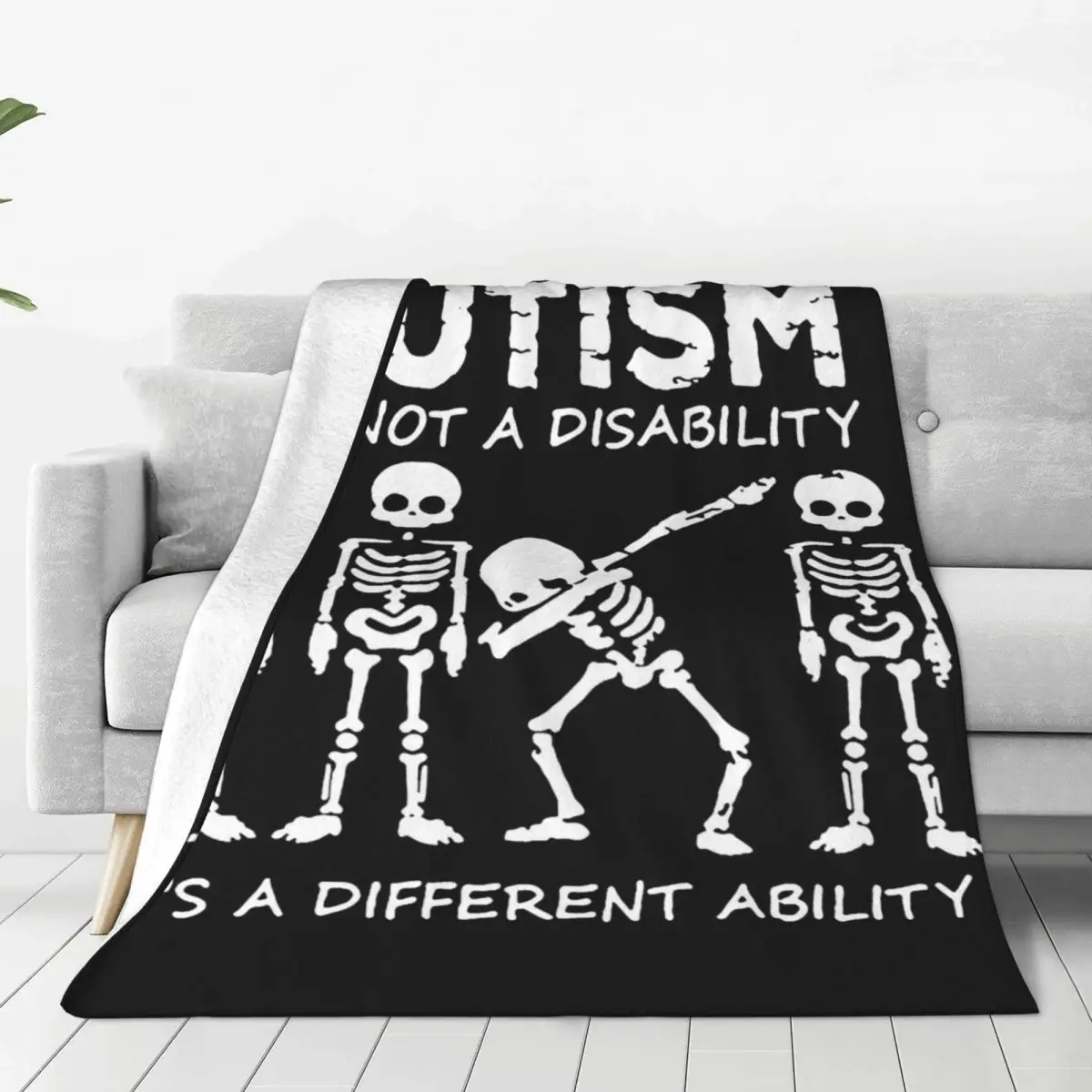 Skeleton Dabbing Autism Blanket Cover Flannel Throw Blankets Bedding Couch Personalised Soft Warm Bedspreads