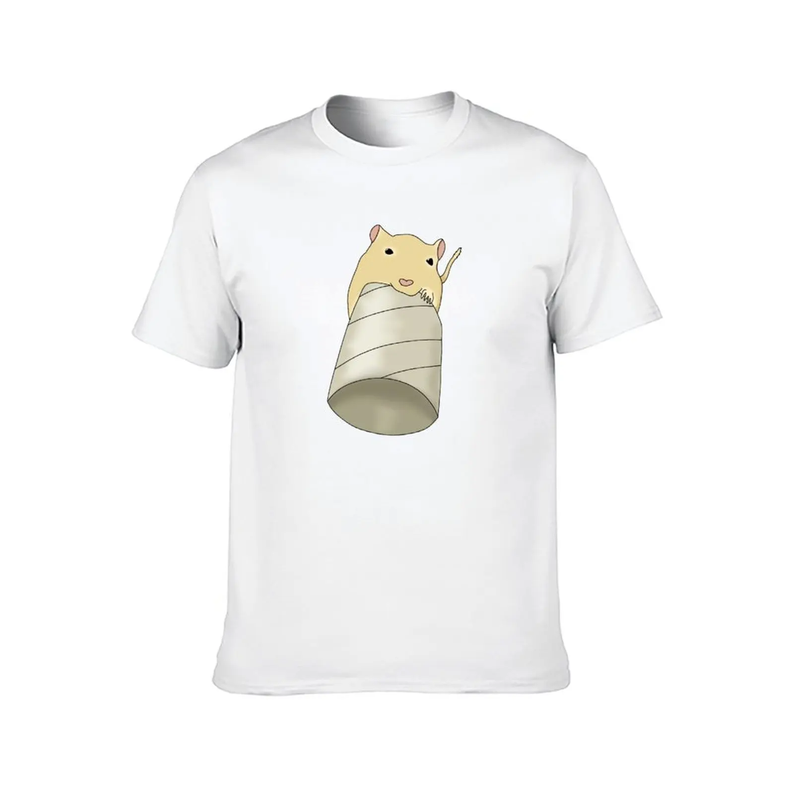 Cute golden gerbil eating toilet roll T-Shirt t shirt custom print cotton t shirt man T-Shirt